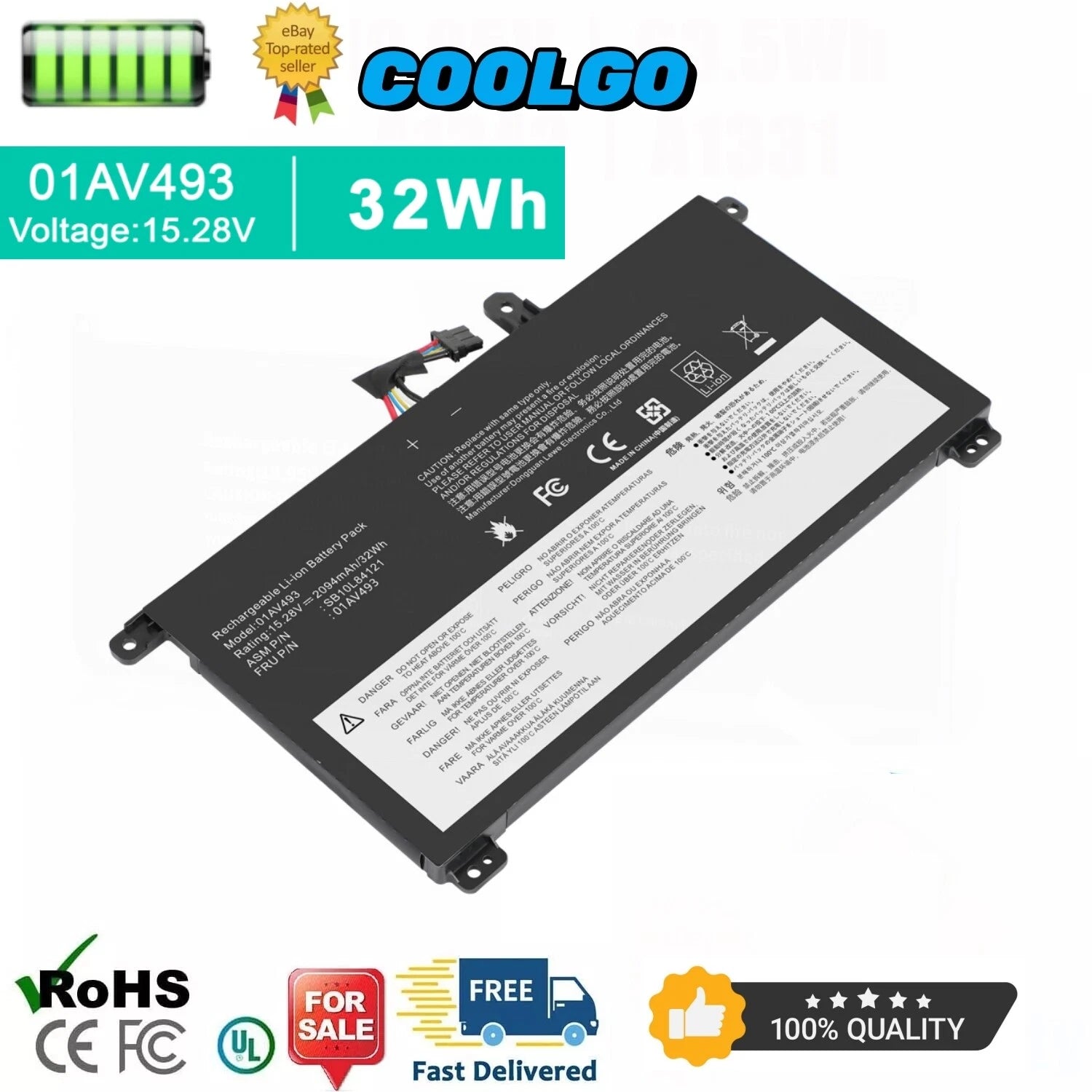 01AV493 00UR891 Internal Battery for Lenovo ThinkPad T570 T580 P51S P52S 00UR890