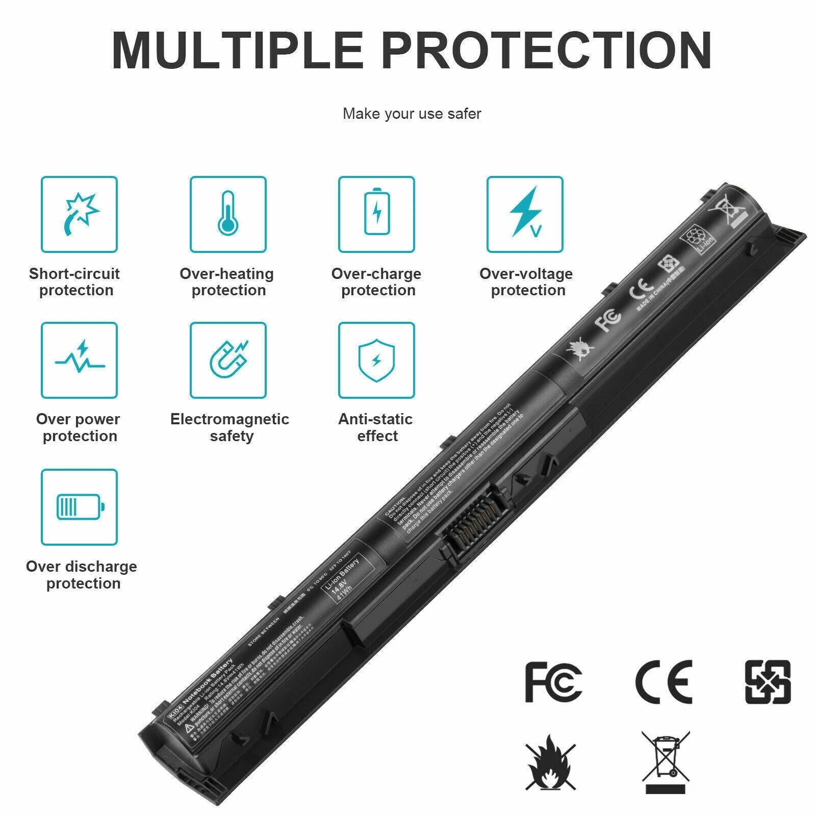 KI04 Laptop Battery for HP HSTNN-LB6S HSTNN-LB6R 800049-001 800010-421 TPN-Q158