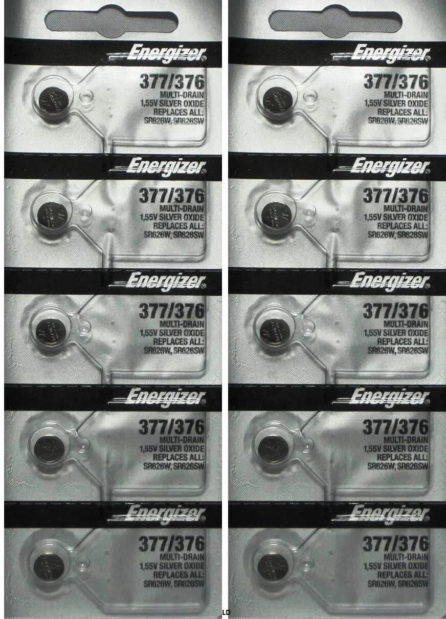 10 X Energizer 377 376 WATCH BATTERY SR626SW SR626W Silver Oxide Battery