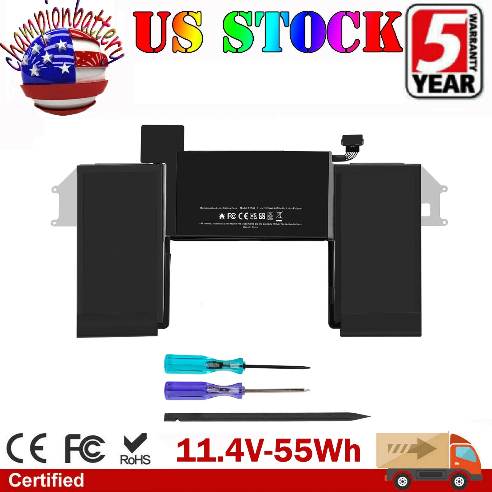 A2389 Battery for MacBook Air 13'' A2337 M1 2020 EMC 3598 MGN53LL/A 3ICP5/63/120