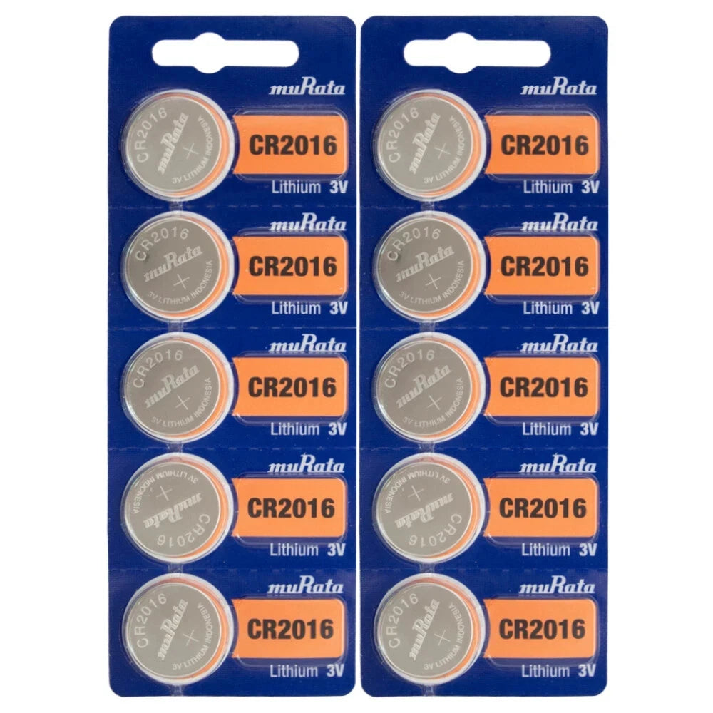 Murata CR2016 Battery 3V Lithium Coin Cell (10 Count) - Replaces Sony CR2016