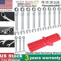 12Pc 8-19mm Metric Flexible Head Ratcheting Wrench Combination Spanner Tool Set