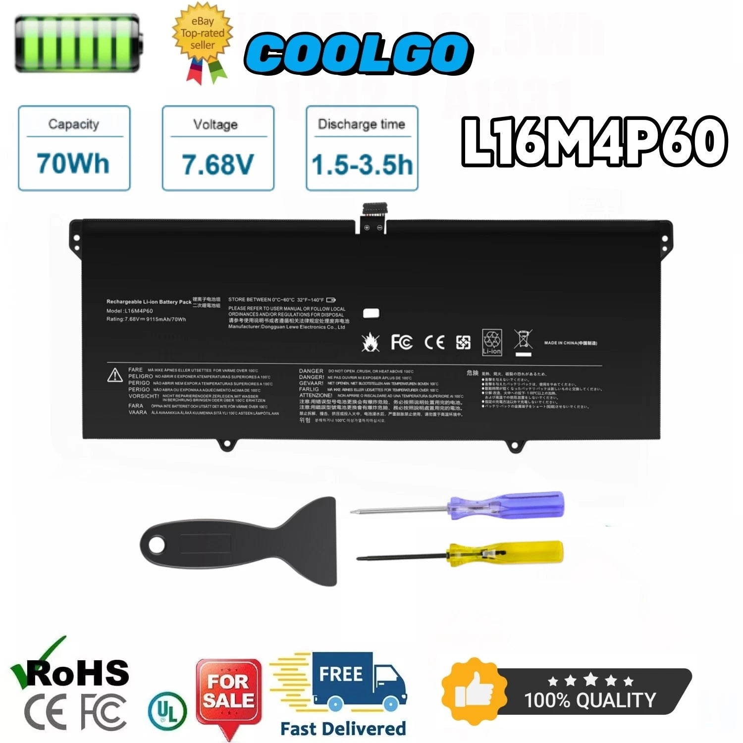 L16M4P60 Battery for Lenovo Yoga 920-13IKB 920-131KB 920-13IKB-80Y7 80Y8 70Wh