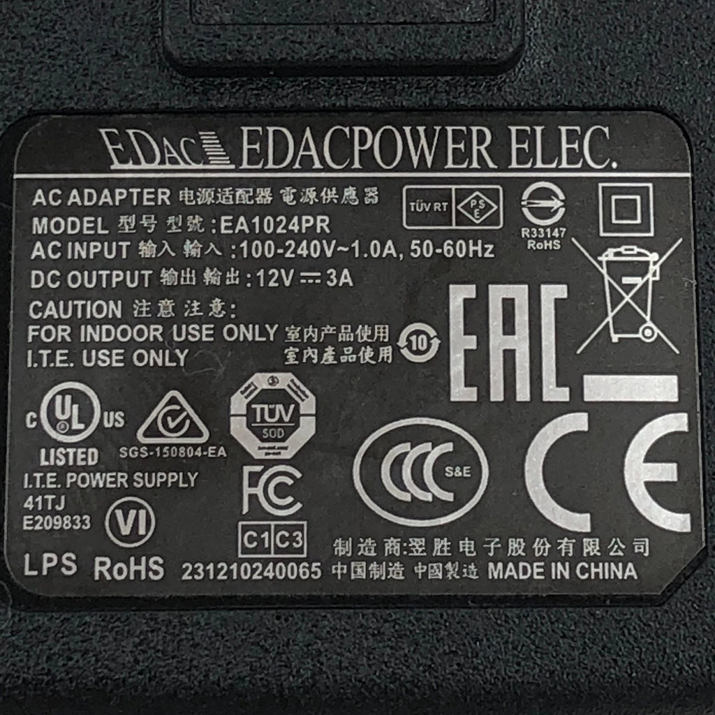 NEW Original EDac 36W AC Adapter EA1024PR 12V Wall Home Travel Charger EA1024P3