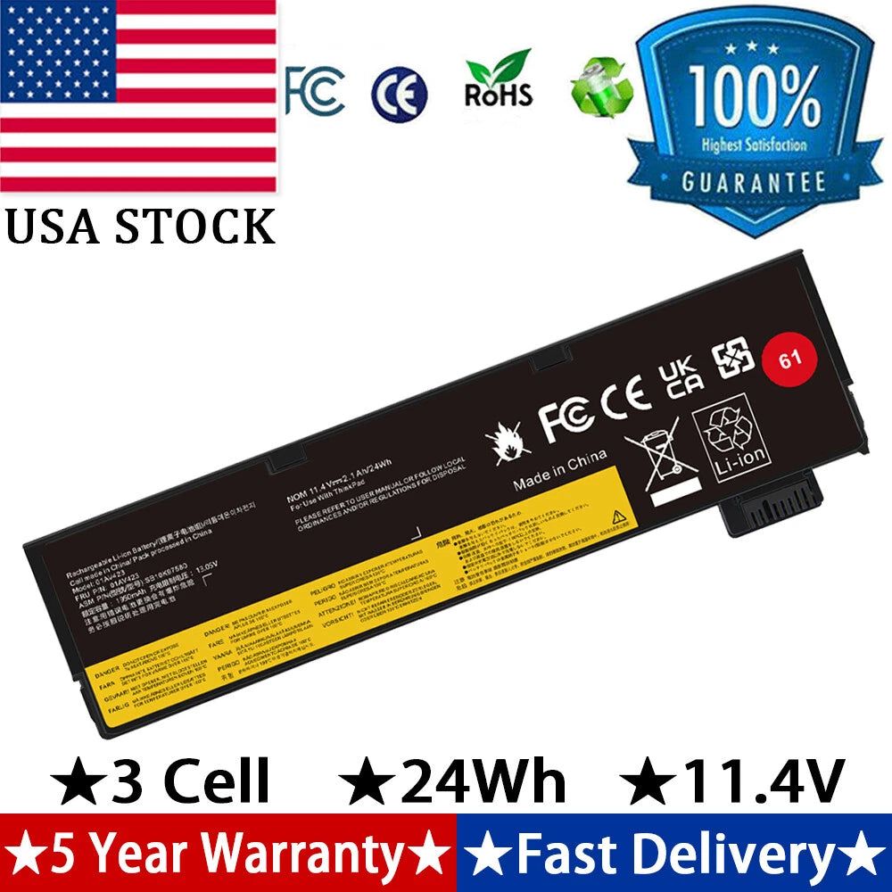 61 Battery For Lenovo Thinkpad T470 T480 T570 01AV425 01AV424 P52S P51S 24Wh