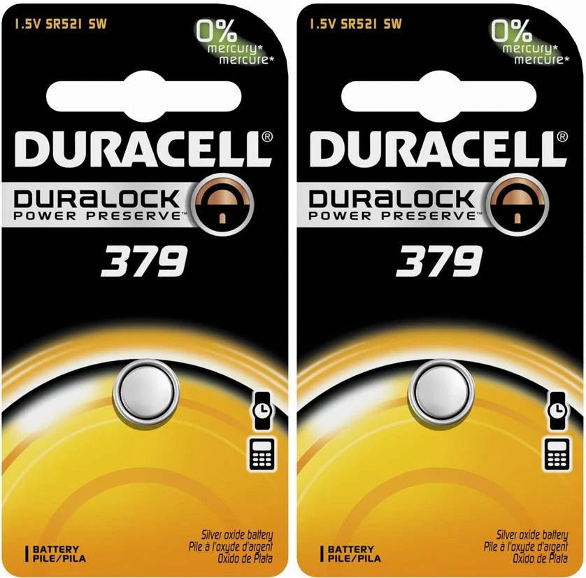2 Duracell 379 (SR521SW) Silver Oxide Batteries 1.5 Volt