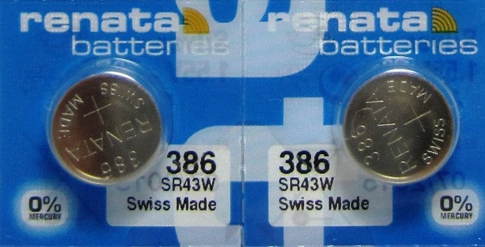 2 Pcs Renata SR43W Coin Cell Silver Oxide Batteries