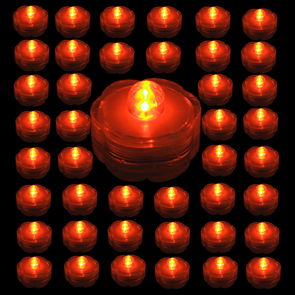 Submersible Waterproof Battery LED Tea Light ~ HALLOWEEN Decoration~ORANGE~48