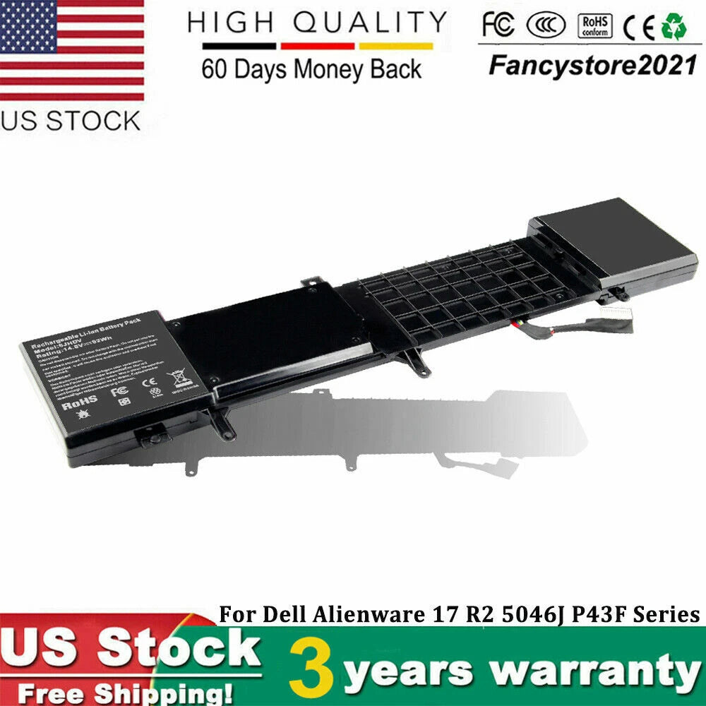 For Dell Alienware 17 R2 R3 14.8V 92Wh 8 Cell 17.3" Laptop Battery 6JHDV YKWXX F