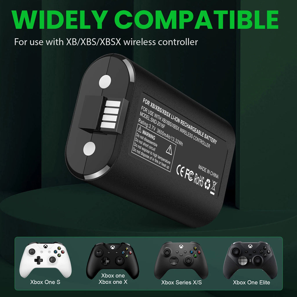 2x 3600mAh Rechargeable Battery Pack For Xbox Series X/S/Xbox One S/X/Xbox One