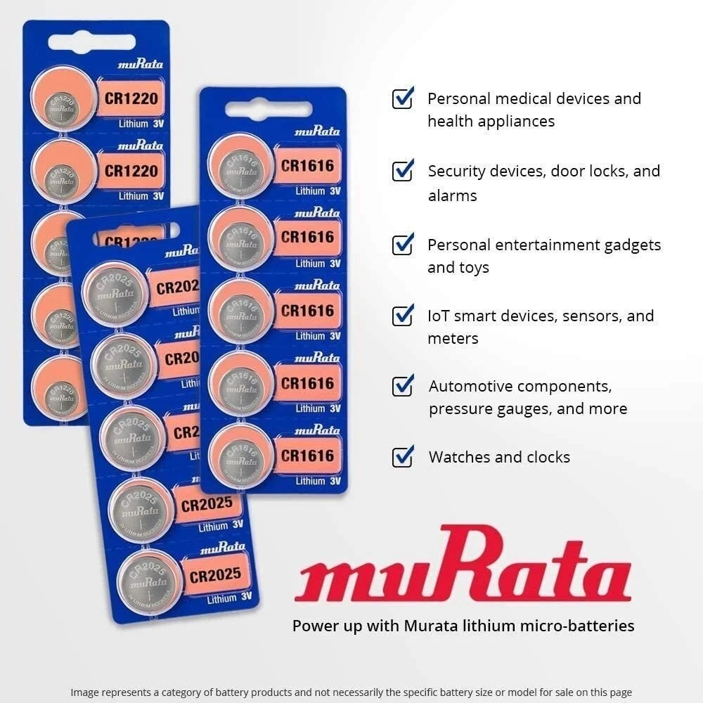 Murata CR1216 Battery 3V Lithium Coin Cell - Replaces Sony CR1216