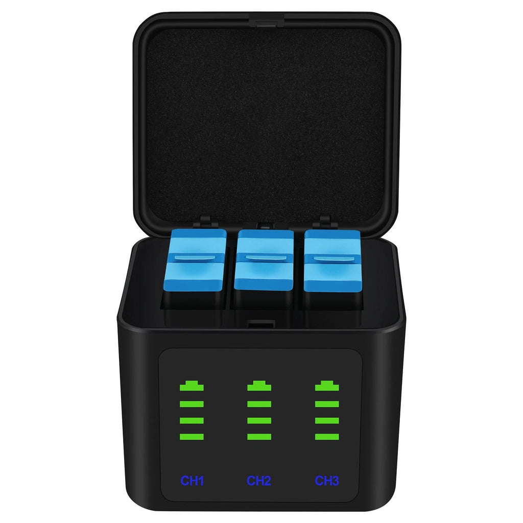 ??3-Pack Hero Battery & Triple Batteries Charger For GoPro Hero 12/11/10/9 Black