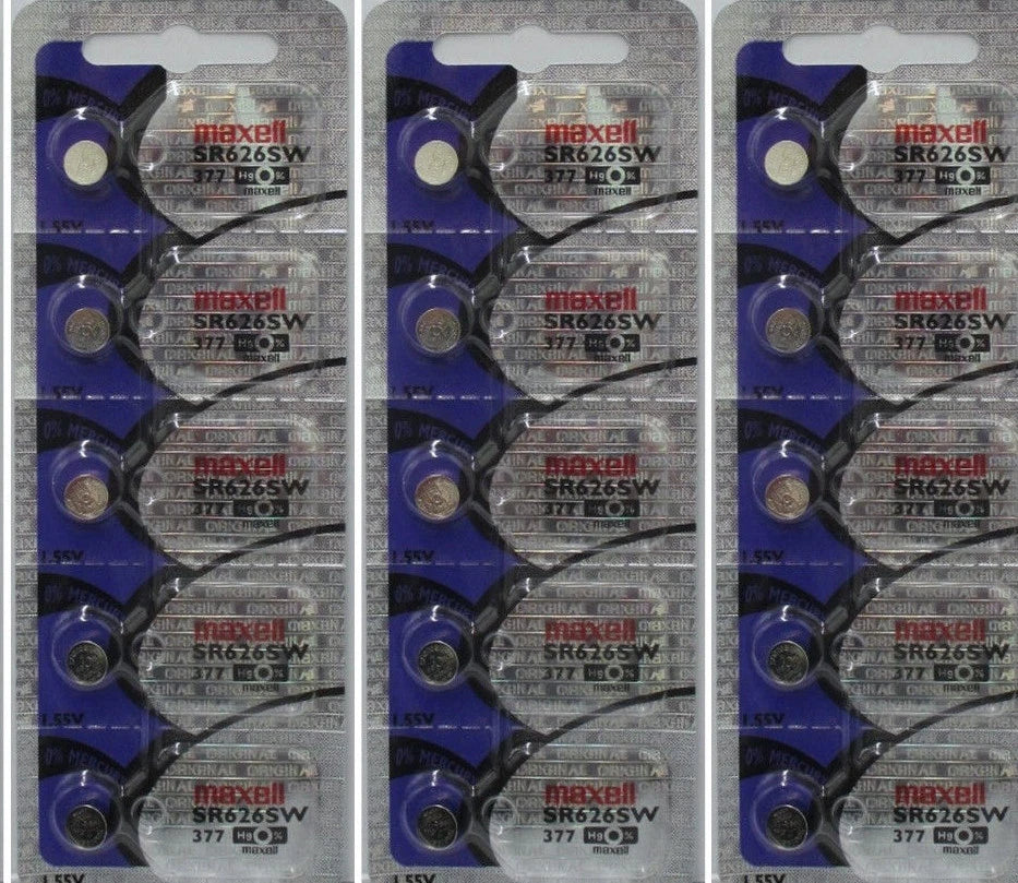15 Pcs Maxell Silver Oxide 377 SR626SW Batteries
