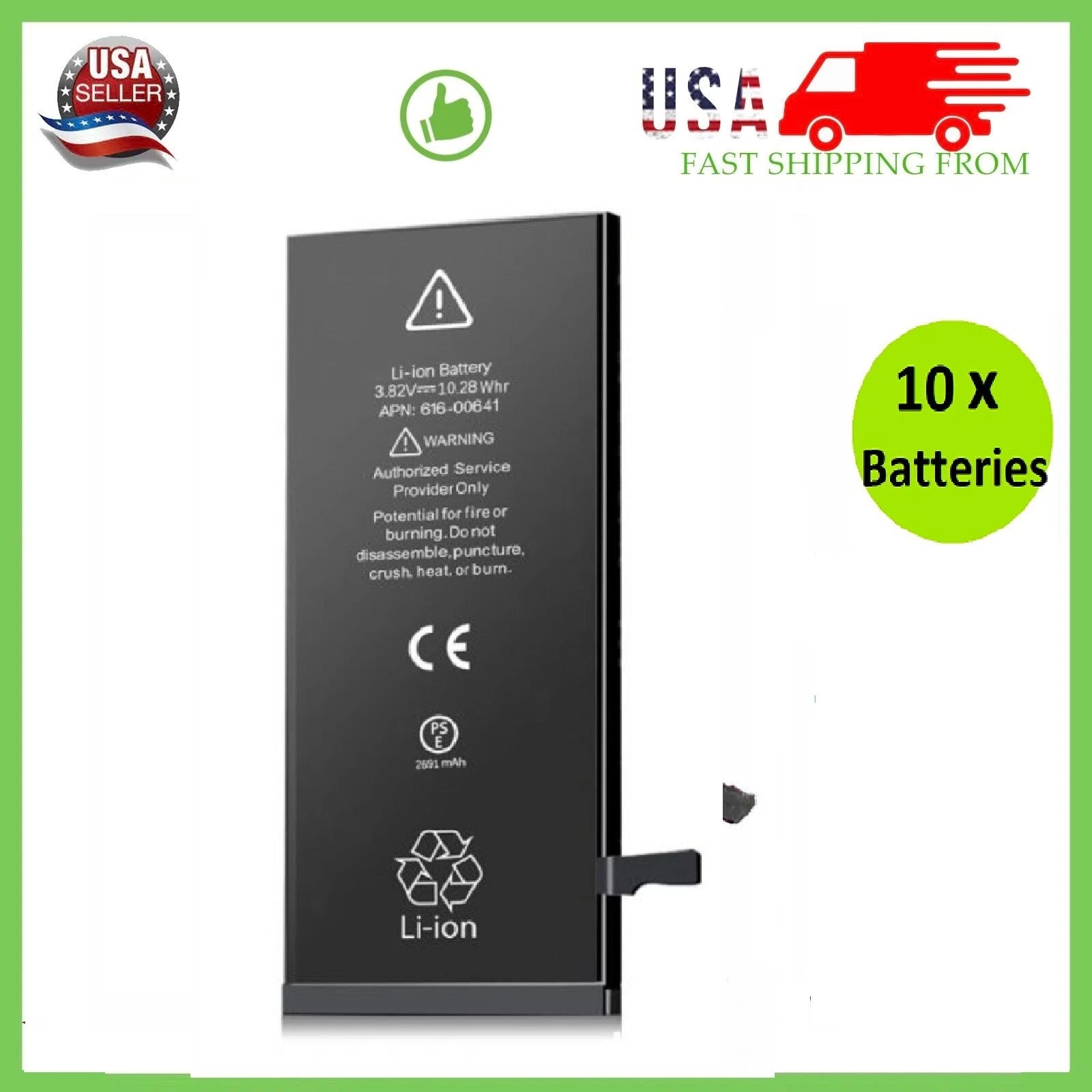 Premium Quality Replacement Battery For iPhone 5 6S 7 8 11 12 13 XR XS LOT (10x)