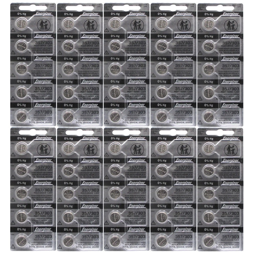 50 Energizer 357 Batteries 303 SR44SW LR44 SR44W A76