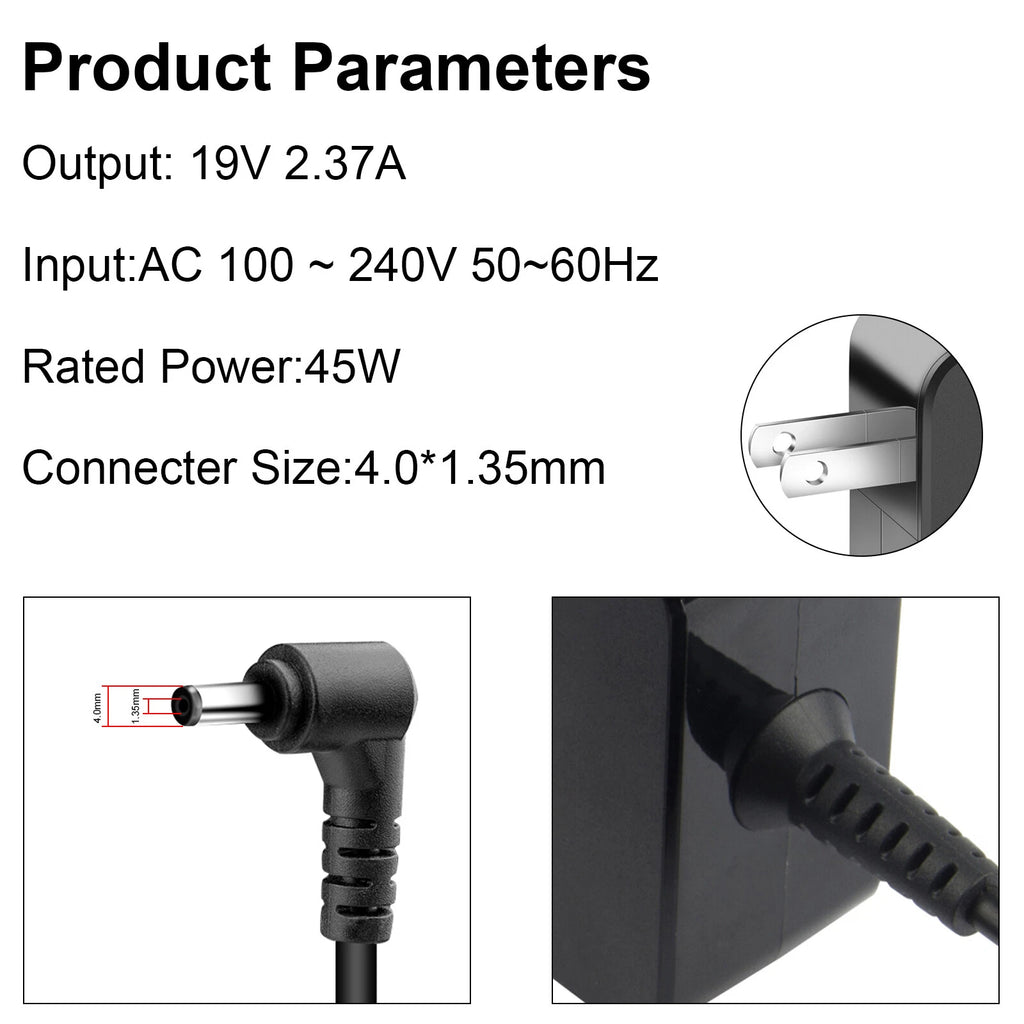 45W AC Laptop Charger for Asus UX330 UX330U UX360 UX360C UX305 UX305C X553M Q302