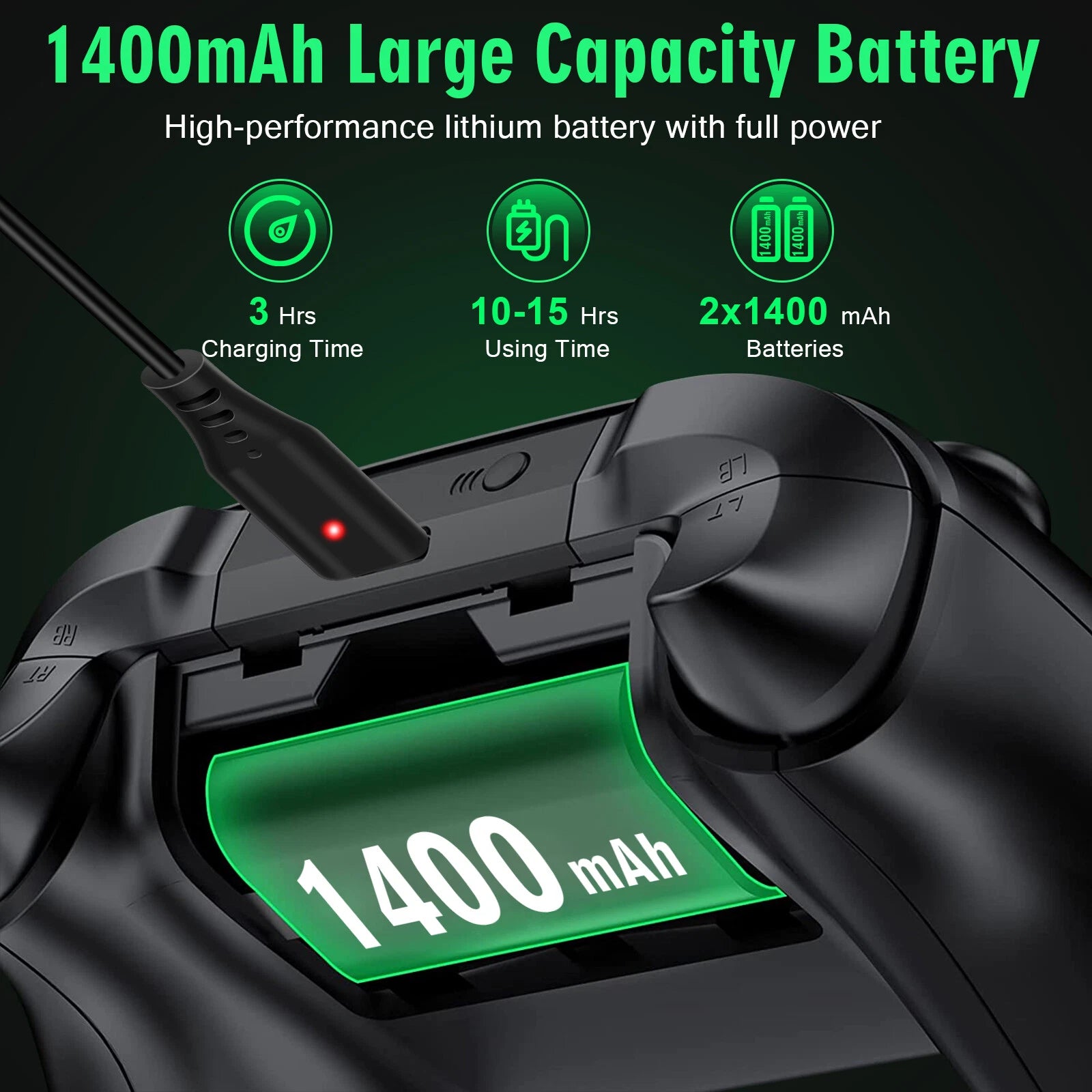 For Xbox One X, One S, Xbox Series X/S Rechargeable Battery Pack & Charge Cable