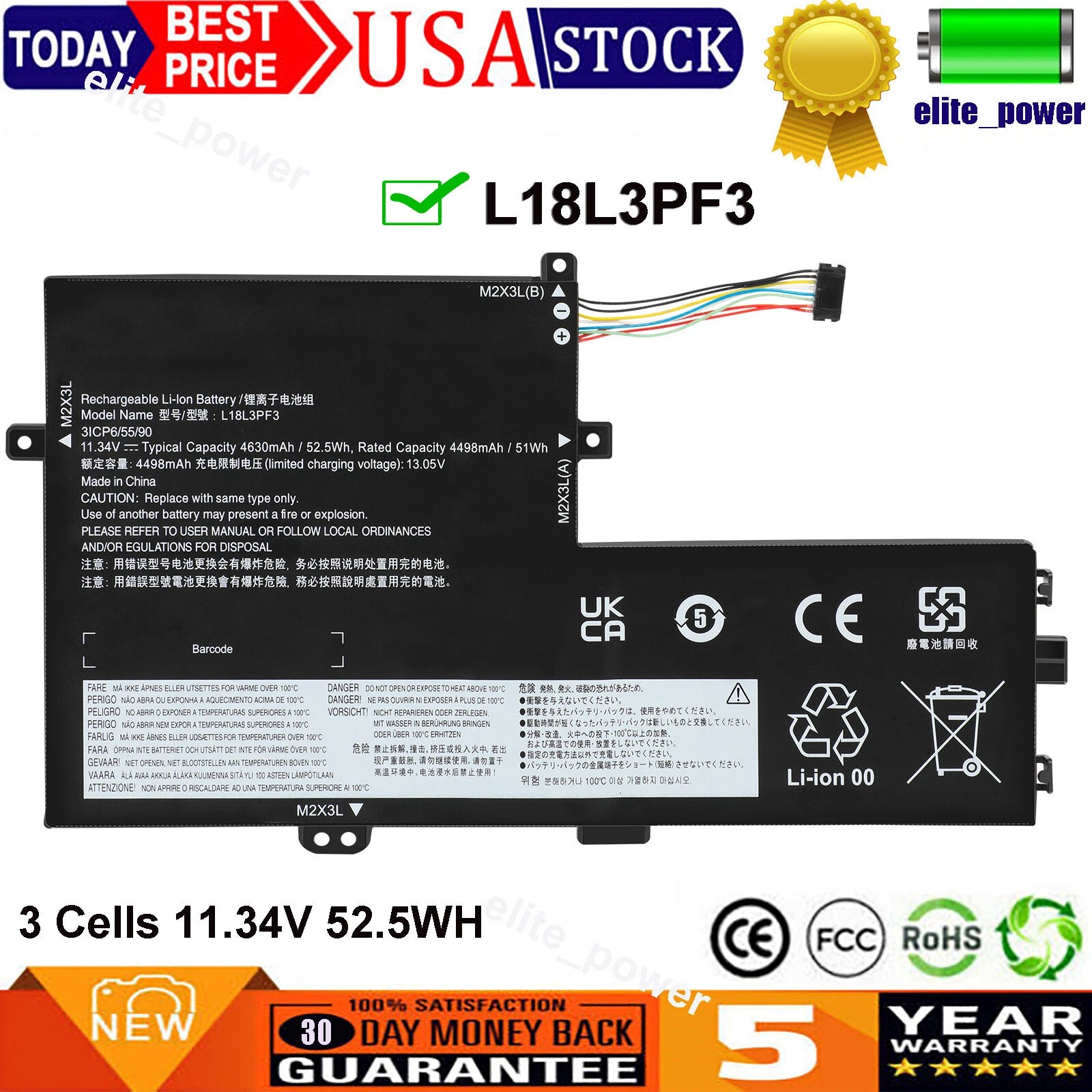 L18L3PF3 L18C3PF7 L18M3PF6 battery for Lenovo ideapad S340-15API S340-15IWL NEW