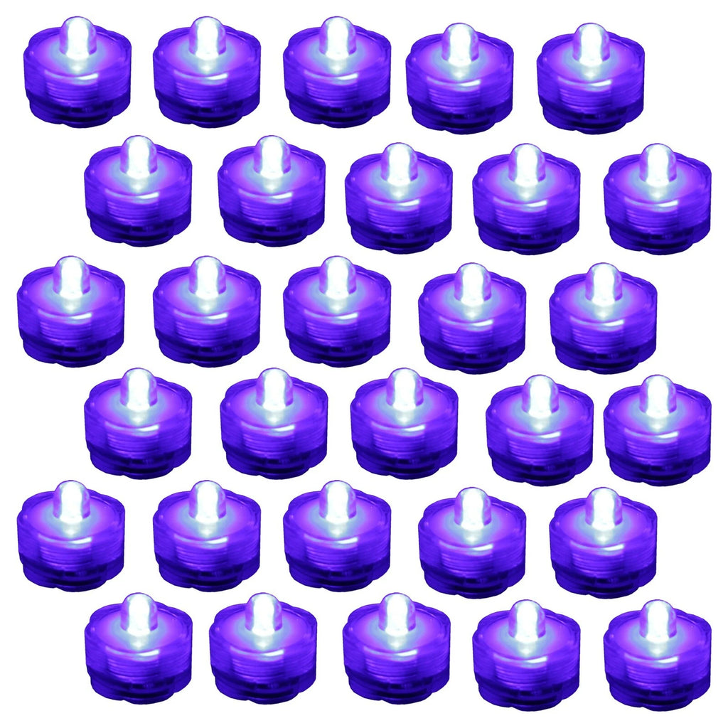 30 pack Purple Submersible Waterproof Battery LED Tea Light ~ Wedding Decoration