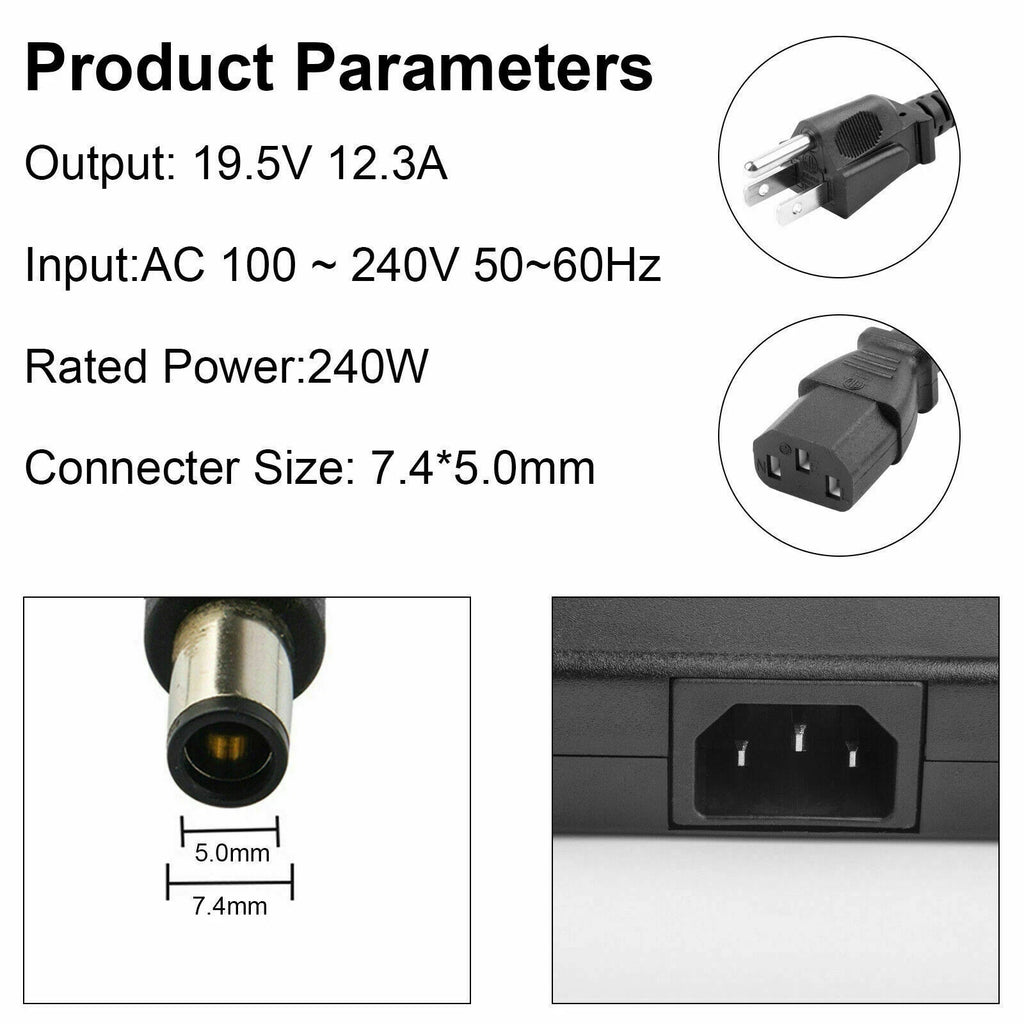 For Dell PA-9E 240W 19.5V 12.3A Power Supply Adapter FHMD4 GA240PE1-00 FWCRC