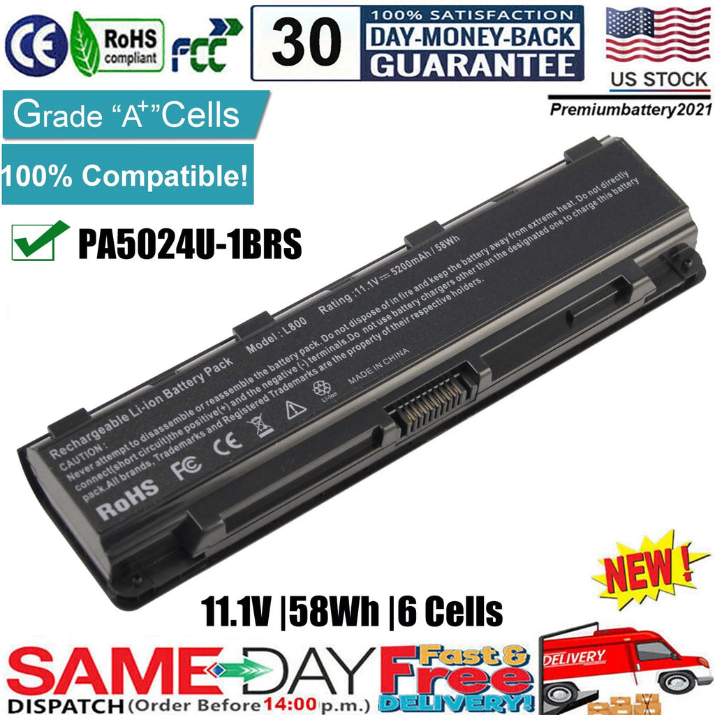 Battery For Toshiba C850-C06B C850-C08S C805-C11B PA5025U-1BRS PA5024U-1BRS