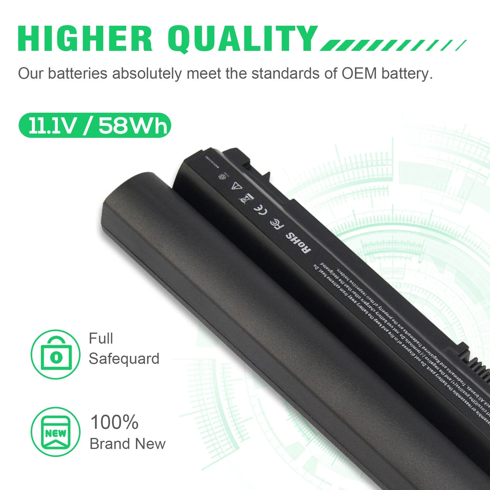 Battery for Dell Latitude E6220 E6230 E6320 E6330 E6430S 11HYV J79X4 5200mAh
