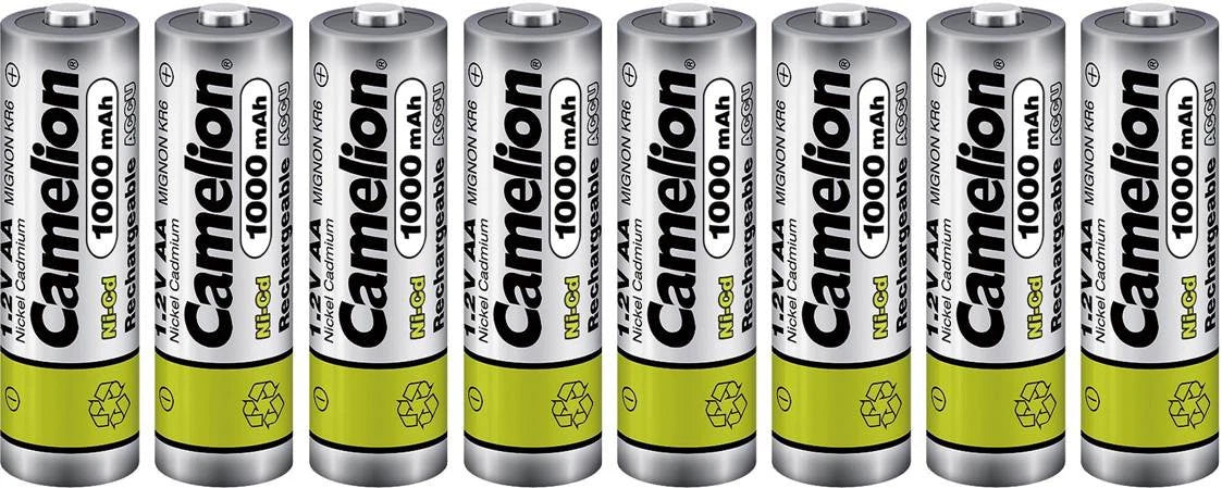 8 Camelion AA Ni-CD 1000mAh 1.2V Rechargeable Solar Light Lawn Lamp Batteries