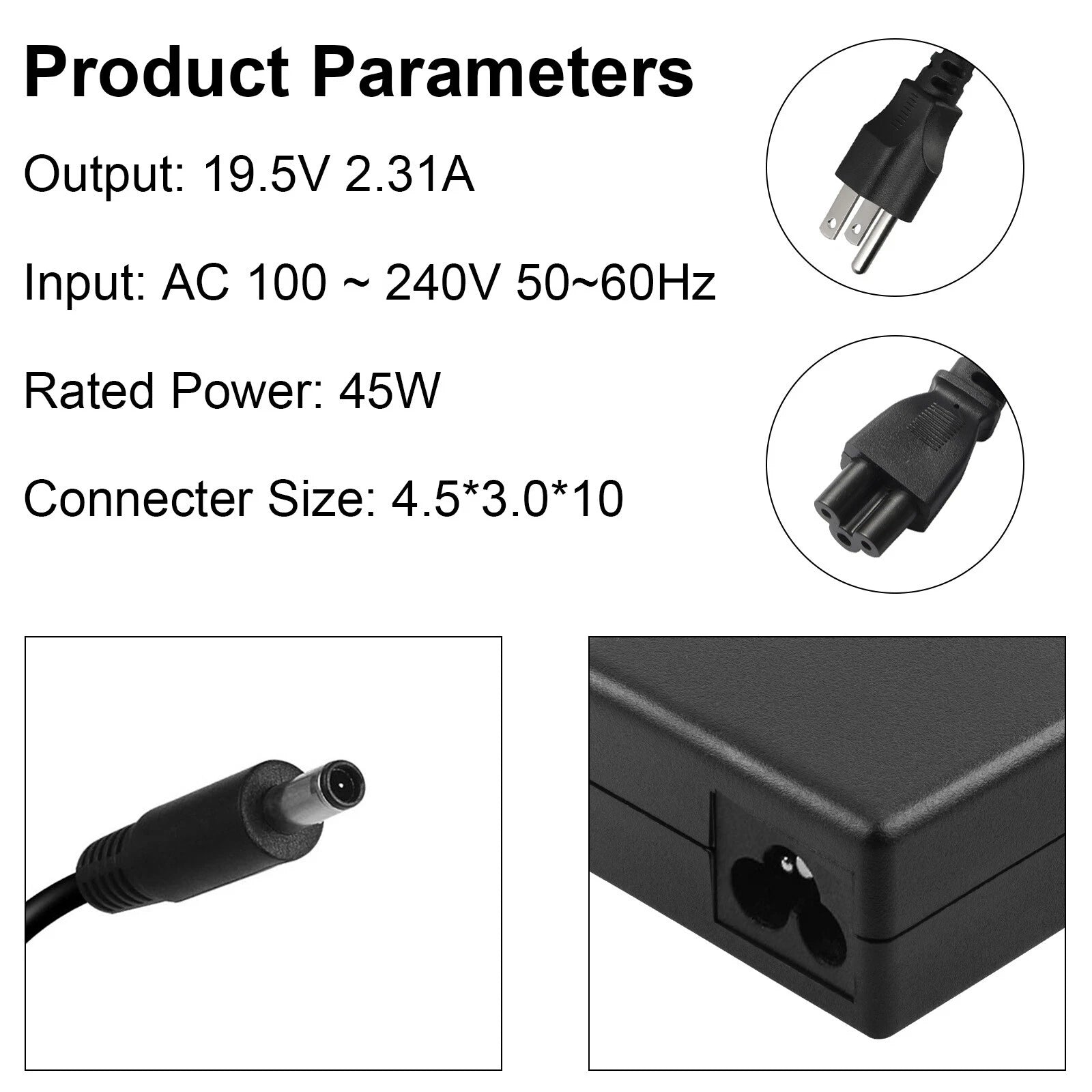 45W 19.5V 2.31A AC Adapter Laptop Charger For Dell Inspiron P51F P25T P24T P57G