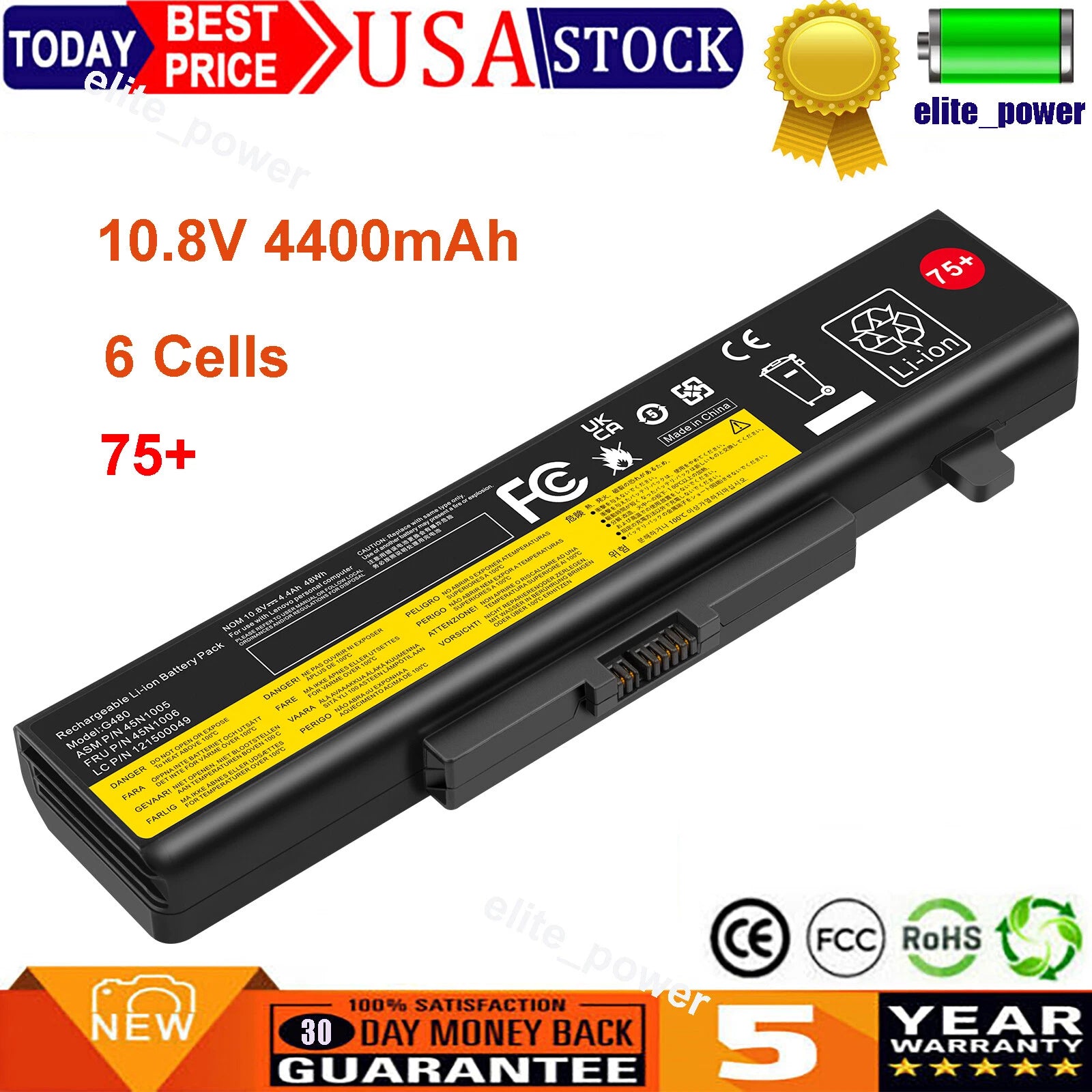 L11S6Y01 Battery for Lenovo IdeaPad Y480 Y580 G480 G580 Z380 Z480 Z580 L11O6Y01