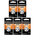 5 2450 Duracell Lithium 3V Coin Cell Batteries (CR2450, DL2450, ECR2450)