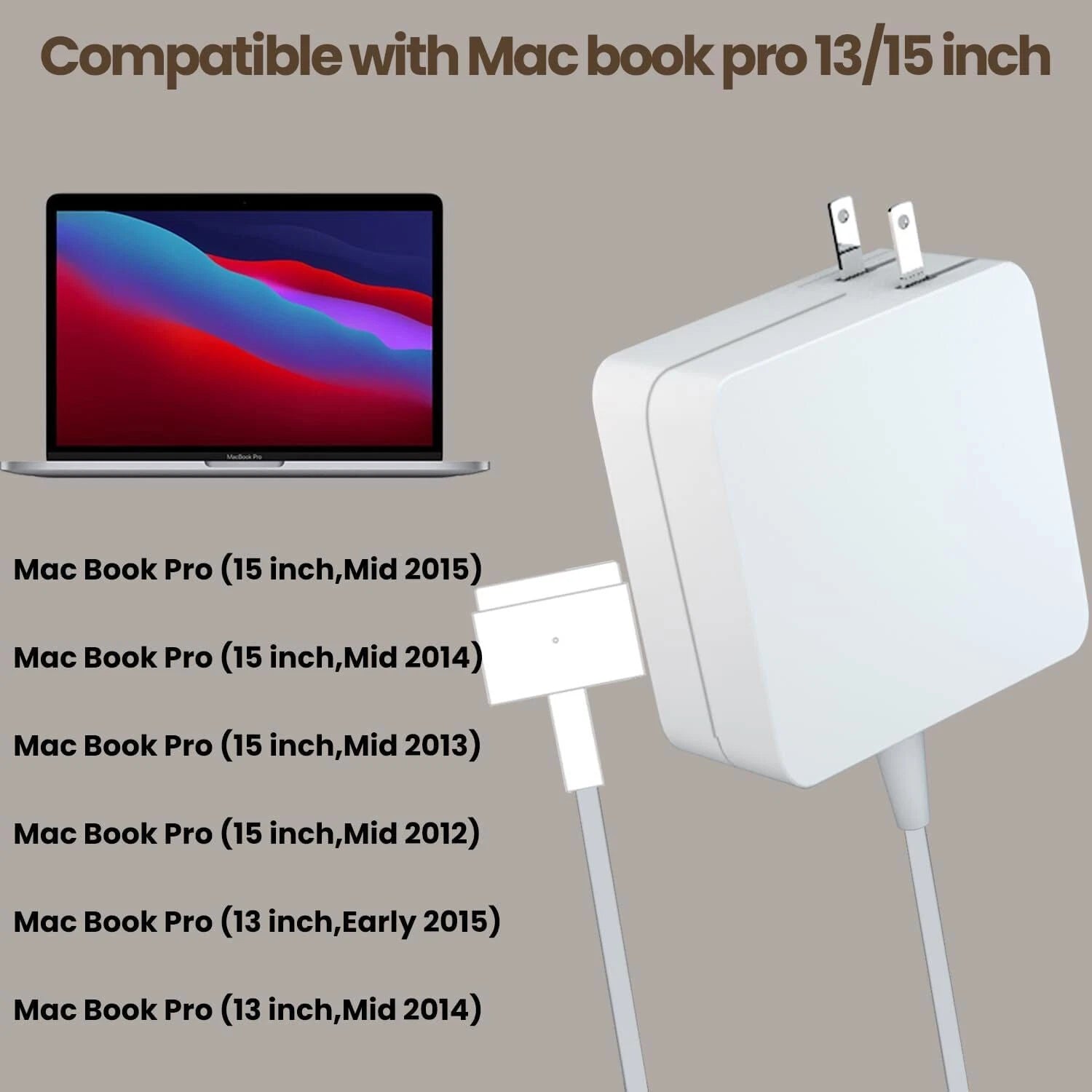 85W Macsafe2 AC Adapter For Apple Macbook Pro Adapter 2012-2015 A1398 Charger