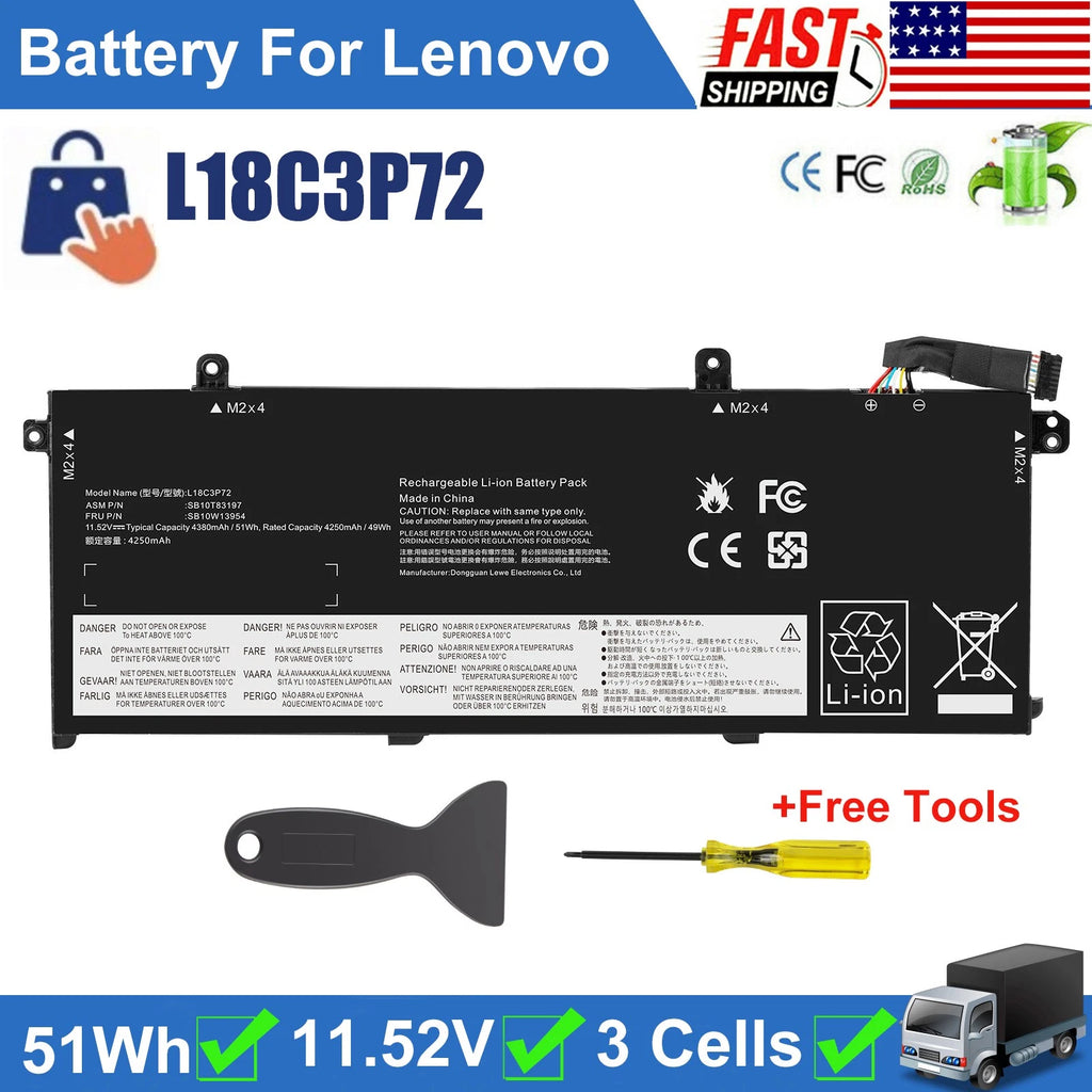 ?L18C3P72 Battery For Lenovo ThinkPad T490 T495 T14 Gen 1st L18L3P73 SB10T83197