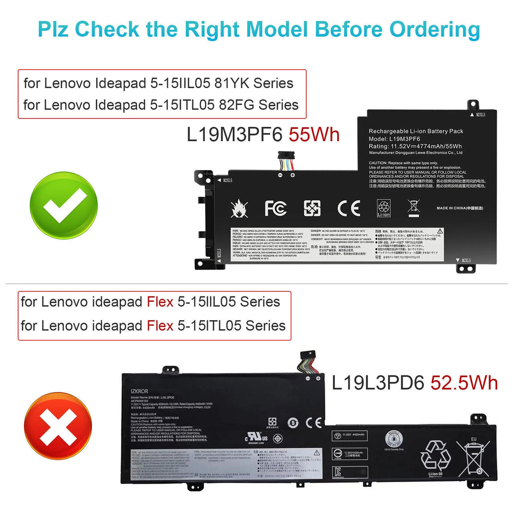 L19M3PF6 For Lenovo Battery Ideapad 5-15IIL05 5-15ARE05 5-15ITL05 L19D3PF3 57Wh