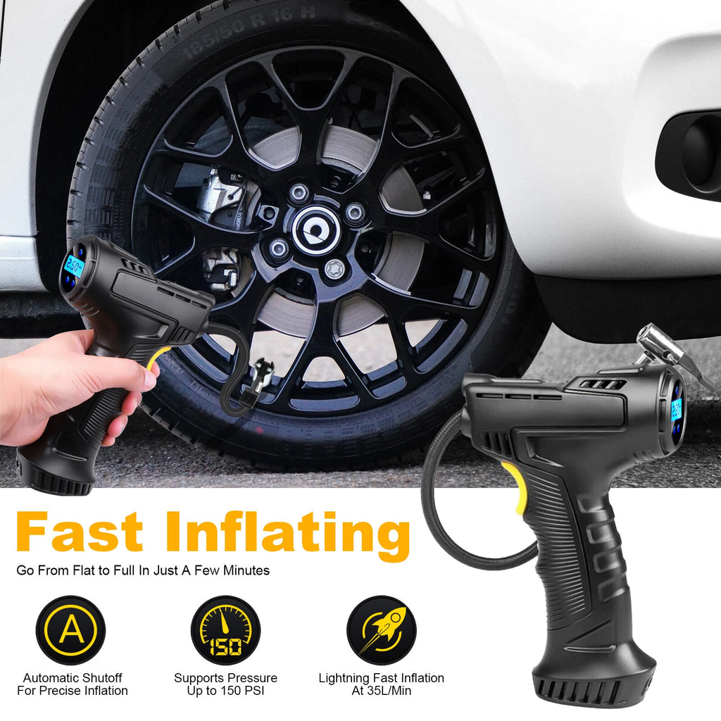 Wireless Handheld Tire Inflator Portable Electric Car Air Pump Compressor 150PSI