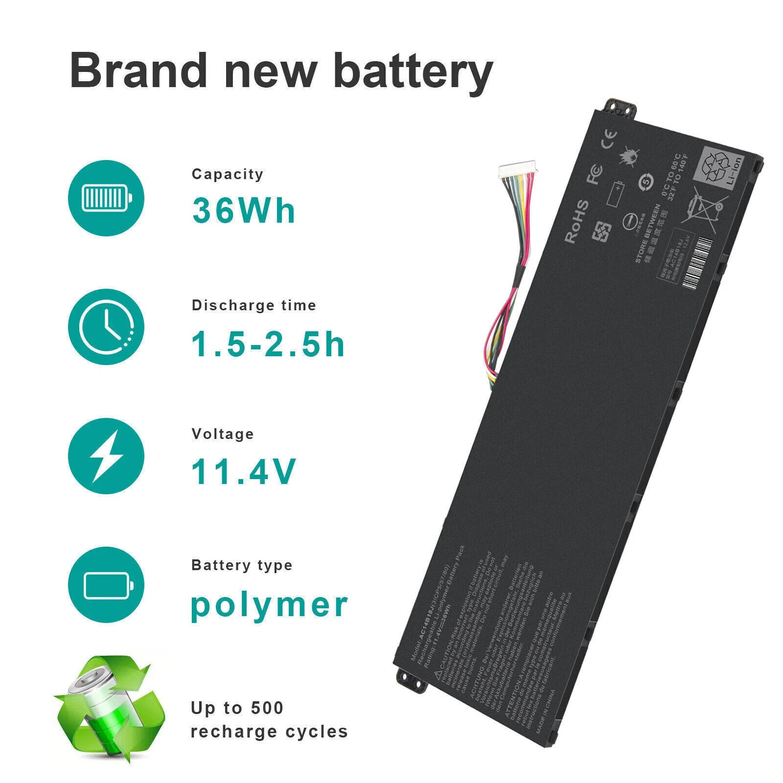 Battery for Acer Chromebook CB3-531 CB5-571 CB3-111 C810 C910 AC14B3J AC14B18J
