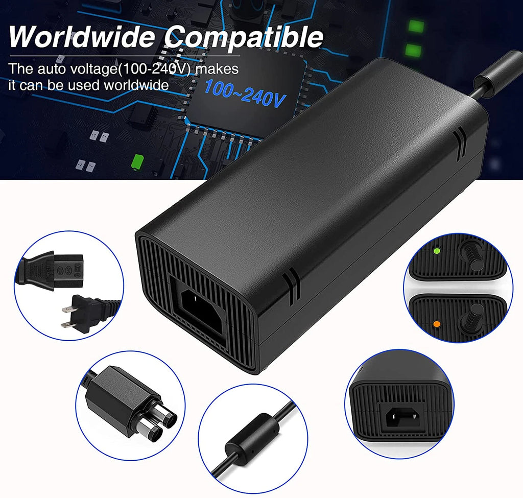 New- Xbox 360 Slim Power Supply AC Adapter Power Brick Charger Cord Cable In-US