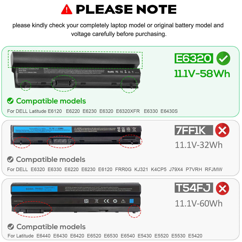 FRR0G Battery for Dell Latitude E6220 E6230 E6320 E6330 E6430S RFJMW Notebook PC