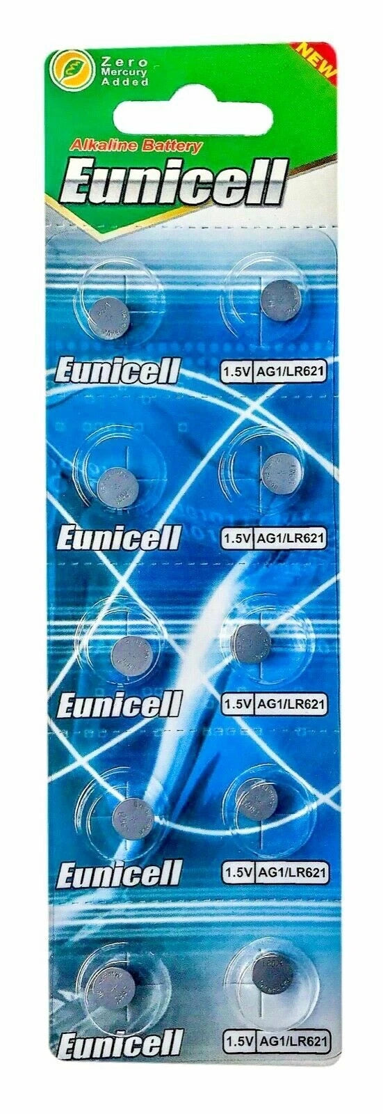 10 Eunicell LR60 AG1 364 164 LR621 1.5 V Alkaline Button Cell Watch Battery