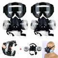 2Pcs Half Face Gas Respirator Mask with Safety Goggles Dual Filter Cartridges