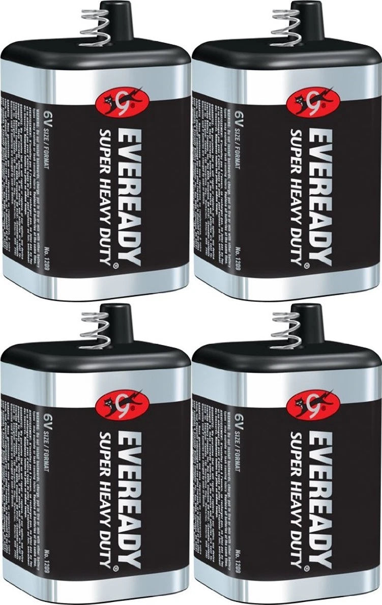 4 Eveready 1209 Zinc-Carbon Super Heavy Duty Lantern 6 Volts Batteries