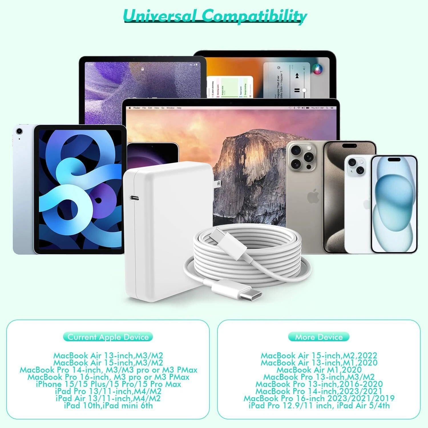 MacBook Pro & MacBook Air 13 14 15 16 Inch USB-C Devices Charger Power Supply M3