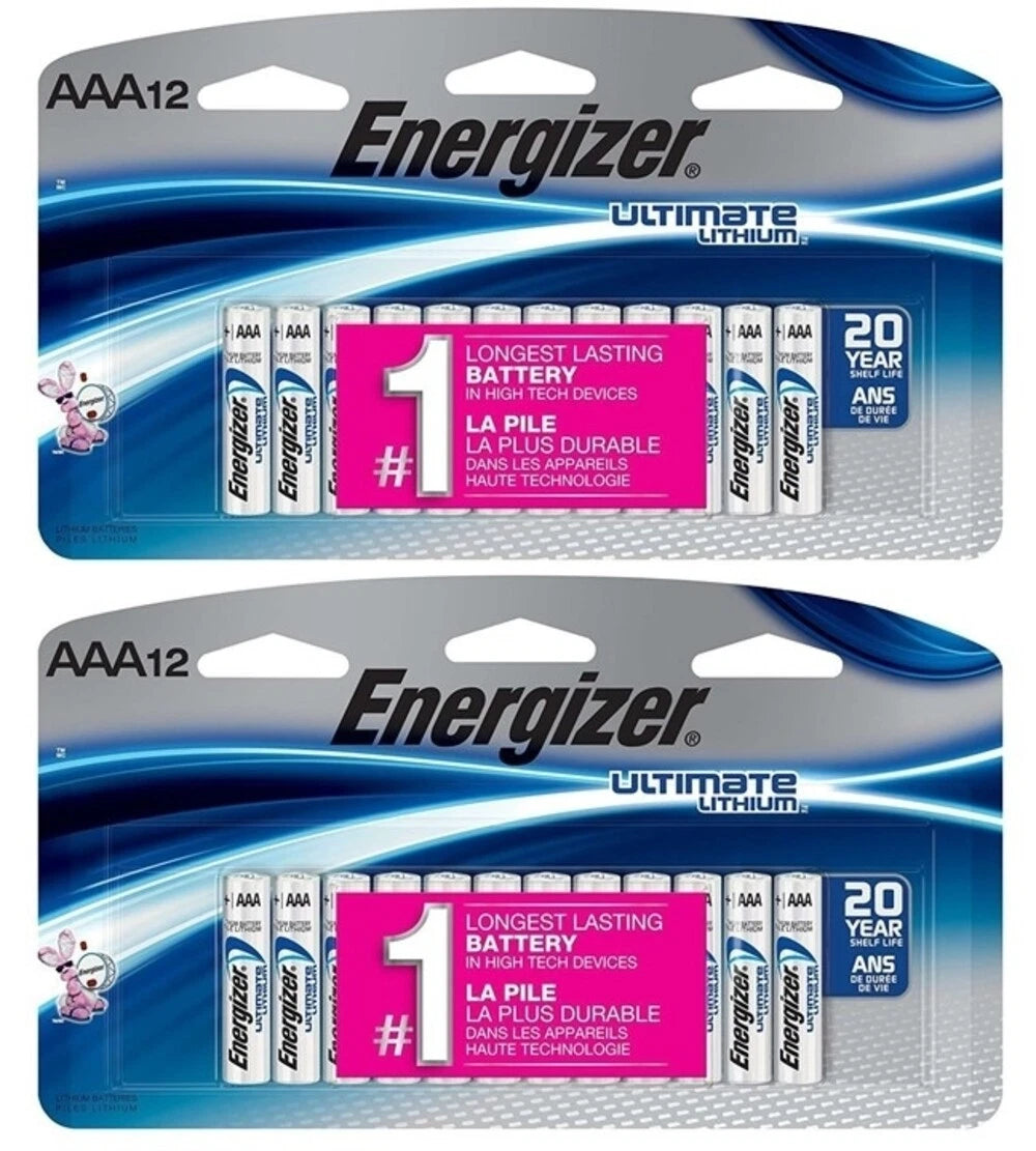 Energizer Ultimate Lithium AAA -Set of (2) 12 ct L92SBP Batteries EX 2038 (24ct)