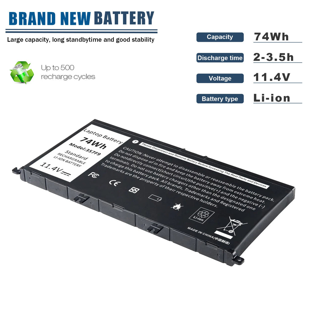 Battery 357F9 For Dell Inspiron 15 5576 5577 7566 7567 7557 7559 Type 0GFJ6 74Wh