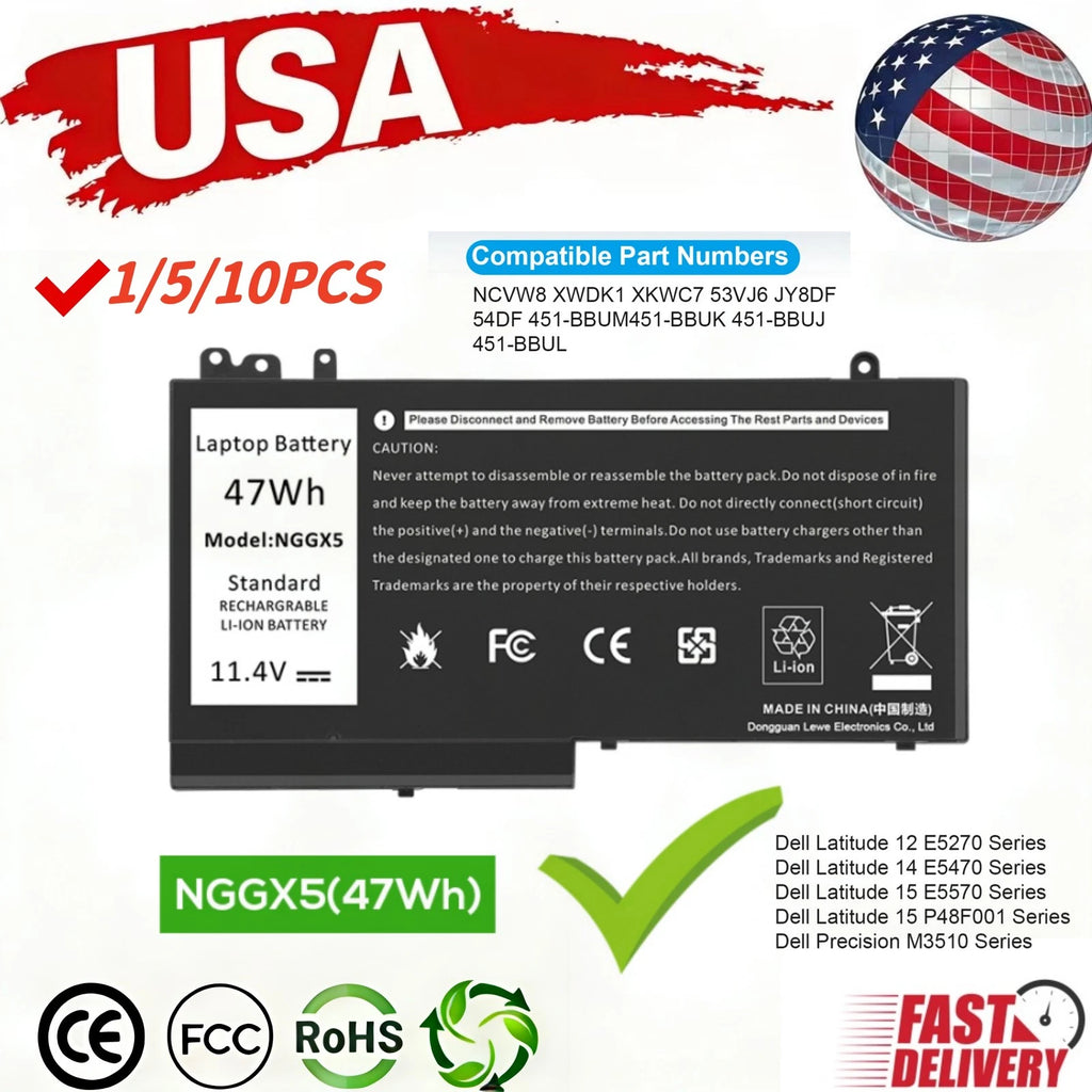 ?LOT 10X NGGX5 Battery For Dell Latitude E5270 E5470 E5570 Precision 15-3510