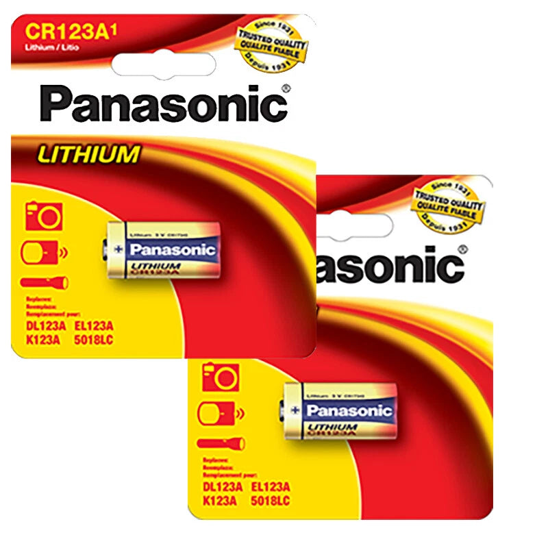 2x Panasonic 123 CR123 3V Photo Lithium Batteries Compatible With EL-CR2 GPCR RL