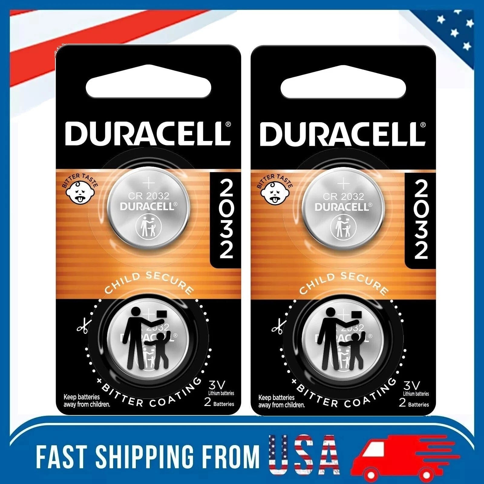 Duracell 2032 CR2032 DL2032 CR Lithium Button Cell Battery 4 Pack Exp. Jan 2034