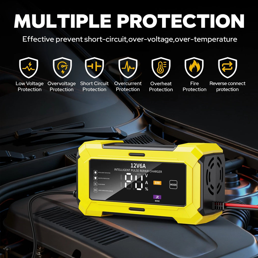 12V Automatic Car Battery Charger for LiFePO4 Maintainer Trickle Repair Lithium