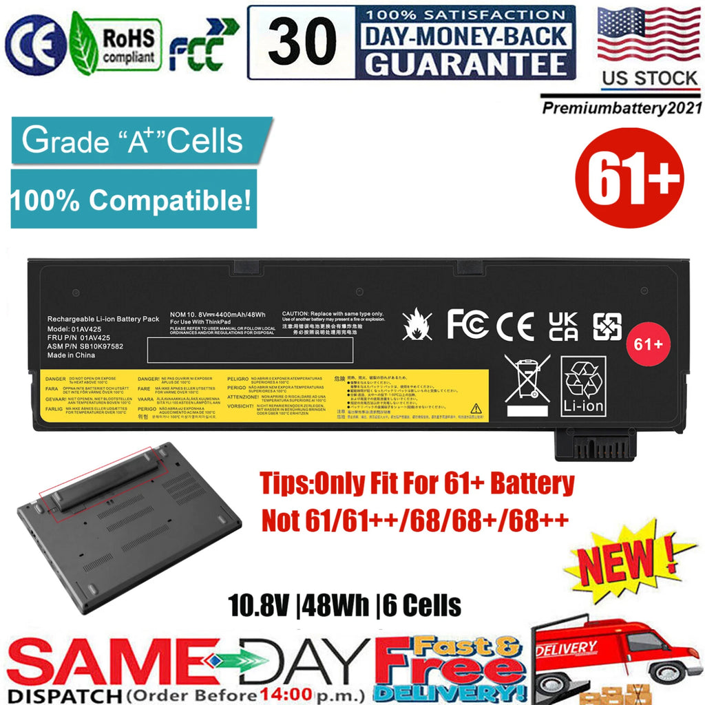 ?61+ Battery For Lenovo Thinkpad T470 T480 T570 T580 P51s P52s 01AV425 01AV423