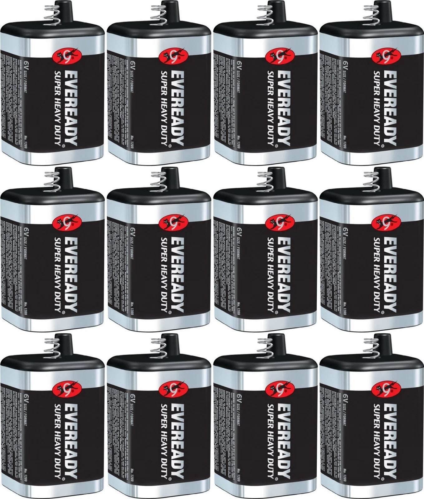 12 Eveready 1209 Zinc-Carbon Super Heavy Duty Lantern 6 Volts Batteries