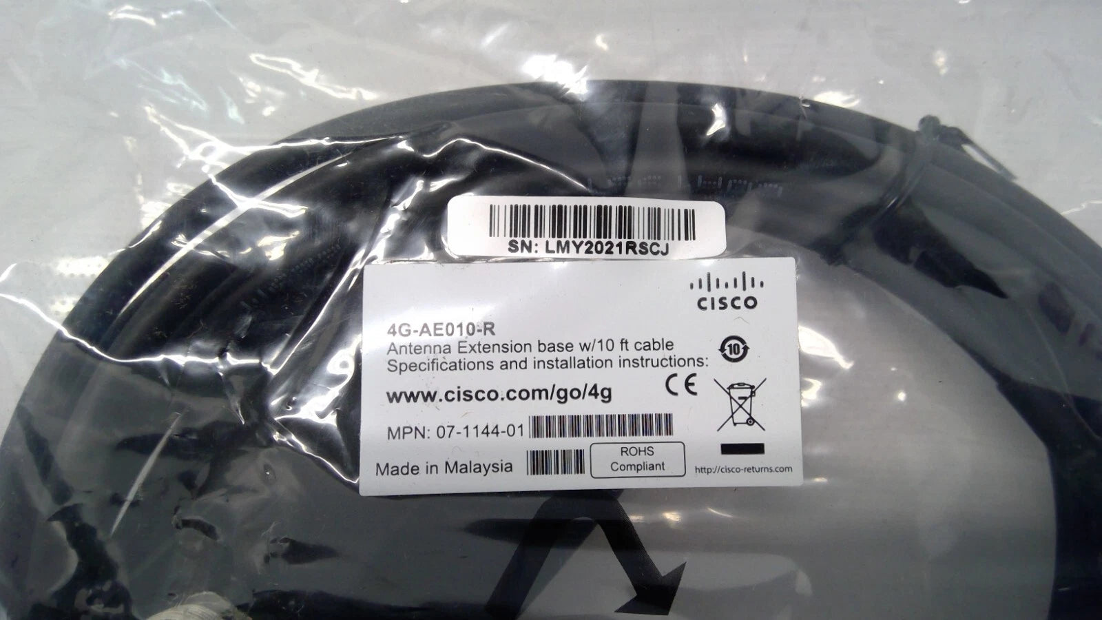 Cisco 4G-AE010-R Antenna Extension Base W/ 10Ft Cable 07-1144-01